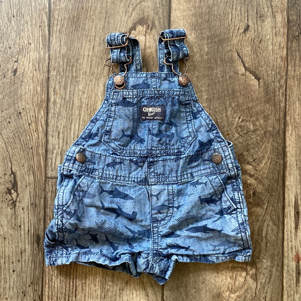 Osh Kosh Shark Overall Shorts 6M